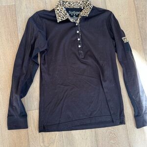 San Soliel Womens Long Sleeve Top Black Leopard XS